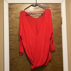 Red top with front cross cross detail